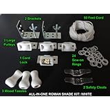 All-in-One ROMAN SHADE HARDWARE KIT, in White (cord lock, pulleys, cord, brackets, cleats, rings)