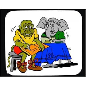 Mouse Pad with homework, reading, elephant, writing, study, sitting, monkey, students, studying