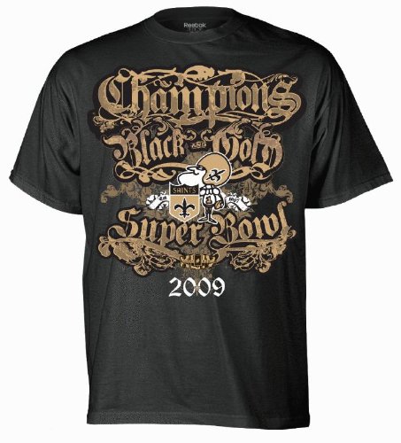 New Orleans Saints Super Bowl XLIV Champions Black & Gold Gothic T-Shirt