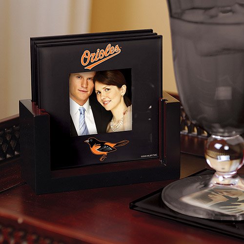 Baltimore Orioles Art Glass Photo Coaster Set