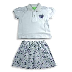 SnoPea - Newborn And Infant Girls Short Sleeve Skirt Set, White, Purple