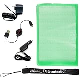 Form Fitting Carrying Case for Sony eBook Reader Touch PRS 600 (PRS600) + Rapid Home Wall Charger+ Rapid Travel Car Charger + Retractable USB Data Sync Cable+ 4-inch eBigvalue Determination Hand Strap