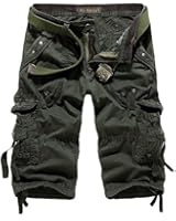 HEMOON Mens Military Style Twill Cargo Shorts Quick-dry Summer Shorts (WITHOUT BELT)