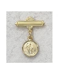14K Gold over Solid .925 Sterling Silver Guardian Angel Baby Pin Infant Baptism Communion Jewelry Charm New