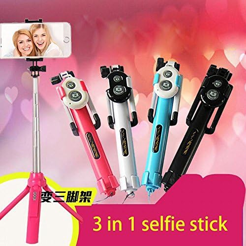 Extendable Wireless Bluetooth Video Selfie Stick Self Portrait for Samsung Galaxy S6 Edge Plus S5 Note 5 iPhone 6 Plus 5s 5 4s HTC Nexus IOS Android Phones Built-in Remote Shutter Zoom Button(Black)
