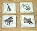 Set of 4 Heavy Vintage-Style Pottery 'Musical' Coasters. Great Gift Idea