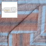 Biddeford heated electric throw blanket, BROWN with stripes.