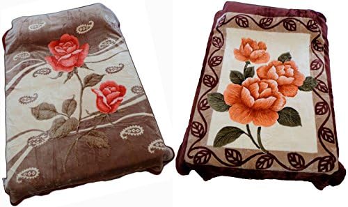 Super Soft and Heavy Reversible Queen Size Mink Blankets, with Korean Design, By Venice Collections® (Flower #371)