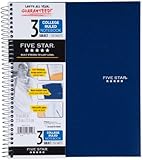 Five Star Spiral Notebook, 3 Subject, 150 College Ruled Sheets, 1 Notebook, Assorted Colors (06210)