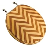 Comfort Seats C1B2R2-21BN Wood Round Toilet Seat with Brushed Nickel Hinges, Zebra Bamboo