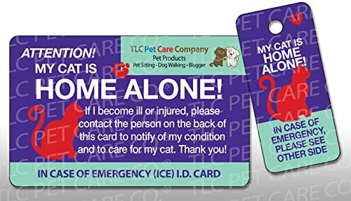 My CAT Pets Dog Is HOME ALONE Alert Emergency ICE ID Plastic Wallet Card and Keytag (Qty. 2)
