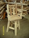 White Cedar Log Bar Stool with Arms