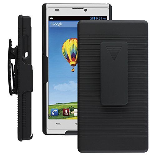 SOJITEK ZTE Blade L2 Black Holster Case 2-in-1 Hybrid Hard Shell Holster Combo With Kickstand & Belt Clip