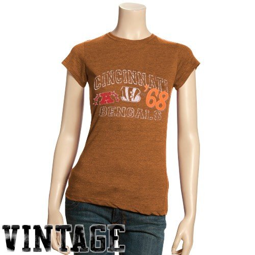 Cincinnati Bengals Ladies Orange Established Vintage Tri-Blend T-shirt (Large)