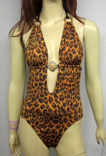 Christian Audigier Leopard Print Swimsuit
