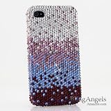 Swarovski Luxury Crystal Bling Case Cover for iphone 4 / 4s Silver faded to Purple 100% Handcrafted by BlingAngels with Carry Pink Pouch