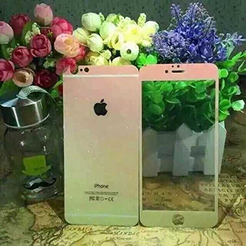 iPhone 6 Gradient Rainbow Bling Glitter Screen Protection Film 4.7 inch, TaoFilm Premium Tempered Glass Screen Protector for iPhone 6 4.7" (Wooden Box Packaging)(Front and Back)(Peach)