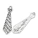 Housweety 20 PCs Charm Pendants Tie Silver Tone 29mmx9mm(1 1/8