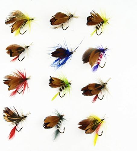 12 Pcs/set Various Dry Fly Hooks Fishing Trout Salmon Dry Flies Fish Hook Lures (S)