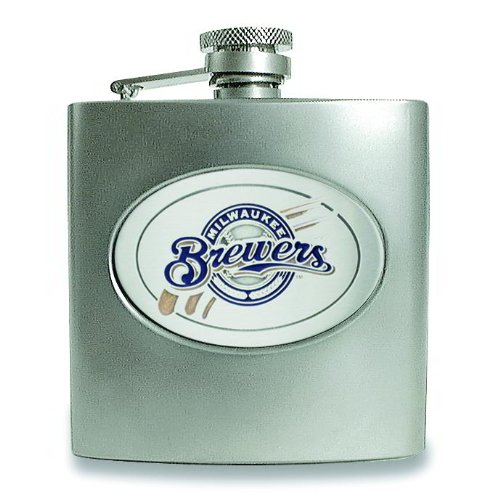 MLB Milwaukee Brewers Stainless Steel Hip Flask 6oz
