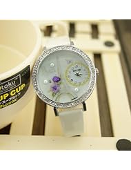 Miler Fashion Fimo Eiffel Tower with Purple Flower Big Round Face with Rhinestone Women Watch