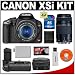 Canon Digital Rebel XSi Digital SLR Camera Body (Black) & EF-S 18-55mm IS Lens + EF 75-300mm III Lens + BG-E5 Battery Grip + 16GB SD Card + Case + Cameta Bonus Accessory Kit