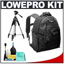 Lowepro Mini Trekker AW (Black) Backpack + Tripod + Accessory Kit for Canon Rebel XSi, XS, XTi, 40D, Nikon D40, D60, D80, D200, D300, D700, Olympus Evolt E-410, E-420, E-510, E-520, and Sony Alpha A200, A300, A350, A700 Digital SLR Cameras