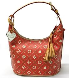 Dooney Bourke Crossword Signature Bucket Bag Cherry