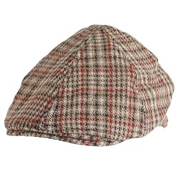 New Wool Tweed Stripe Ivy Driving Driver Golf Cap Hat * Brown * Medium / Large