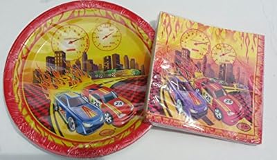 Race Car Fans Celebration Birthday Party Plates (16) And Napkins (16)