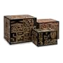 Set of 3 Earth-Toned Letters and Numbers Symbolist Decorative Storage Boxes 13"