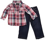 Layette Boy's Red Plaid Shirt With Pants 2 - Piece Set - Beverly Hills Polo Club - 6-9 M