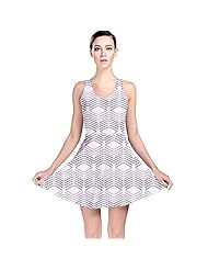 Polyester/Spandex Chevron Print Geometric Print Stretchy Skater Dress 