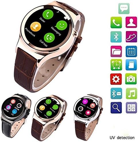 BAB® T3 Bluetooth Smart Watch Wrist Micro SIM Card Call, Pedometer &amp; Sleep Monitor for Android IOS,with Leather Watch Band - Black