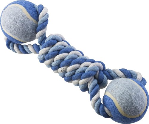 Ethical Pet Mega Twister Heavy Mega Twist Rope Double Ball 13-Inch Dog Toy