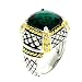 2-tone Designer-Inspired Ring w/Emerald & White CZs