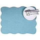 Aqua Quilted Scalloped Placemat