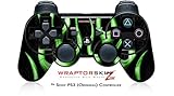 Sony PS3 Controller Skin Metal Flames Green