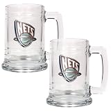 New Jersey Nets NBA 2pc 15oz Glass Tankard Set - Primary Logo