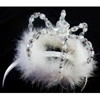 White Princess Crown Headband. Lil Princess Costume Jewel Head Piece.
