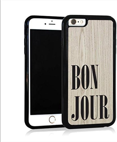 iPhone 6 Plus Case, light Wood Bonjour Type with Black Design, Protective, Impact Resistant and Anti Scratch