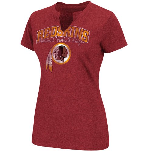 NFL Women's Washington Redskins Champion Swagger II Short Sleeve Split Crew Neck Heather Tee (Pigment Brick, X-Large)