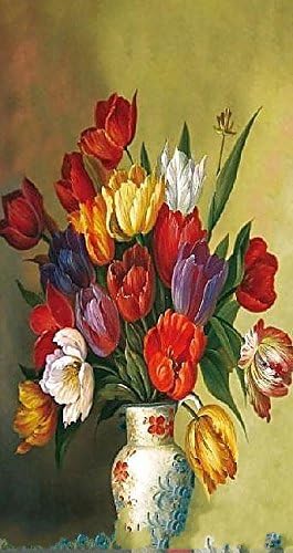 Bai Art-Blooming Pulips Printed Oil Painting On Canvas Home Decoration Holiday Gift (With Wood Frame Ready To Hang).