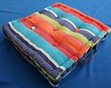 Multi coloured Stripe Floor Cushion - 100% Cotton - 40 x 40 x 10 cm Square - Indoor - Garden - Dining chair booster Seat Cushion Pad