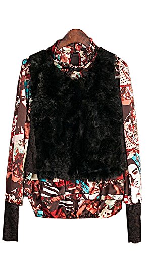 シャツ 長袖 フェイクファー ブラウス 派手 プリント カジュアル キュート エレガンス レディース 冬物 春物 可愛いスカーフ付き R777