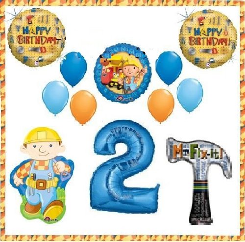 BOB THE BUILDER TOOLS HAMMER party supplies balloons SECOND 2ND BIRTHDAY FIX IT