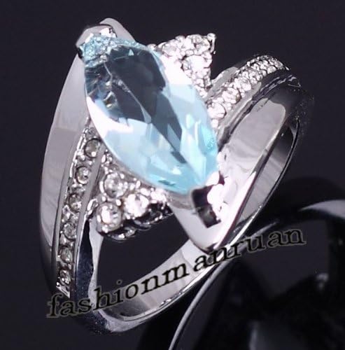 CAFA Jewelry Woman's 10KT Gold Filled Ring Size 7,8,9 Sapphire/Emerald/Topaz Blue aquamarine 8