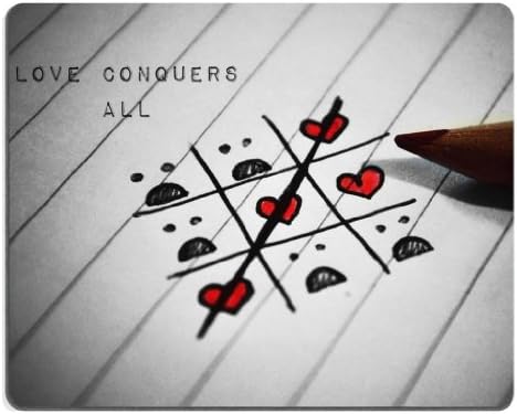 Love Conquers All Tic Tac Toe Game Mouse Pads Customized Made to Order Support Ready 9 7/8 Inch (250mm) X 7 7/8 Inch (200mm) X 1/16 Inch (2mm) High Quality Eco Friendly Cloth with Neoprene Rubber Liil Mouse Pad Desktop Mousepad Laptop Mousepads Comfortable Computer Mouse Mat Cute Gaming Mouse_pad