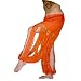 Orange Harem Pants with Multiple Slits and Gold Beads and Sequins