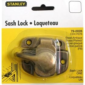 Stanley Steel Antique Brass Plated Sash Window Lock